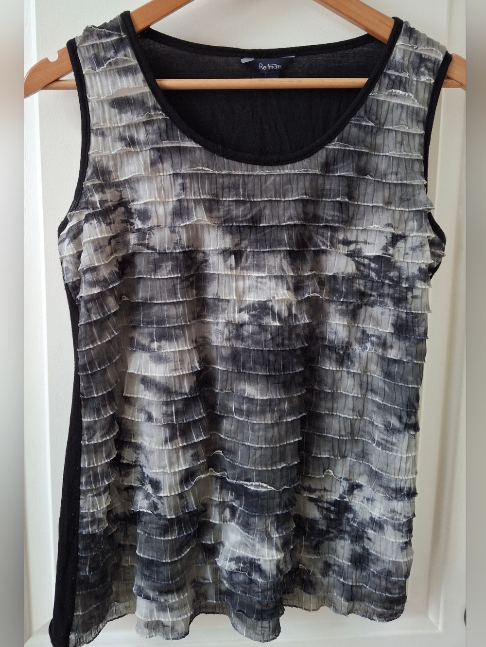 Ruffled & Layered Sleeveless Top - Black & White